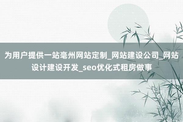 为用户提供一站毫州网站定制_网站建设公司_网站设计建设开发_seo优化式租房做事