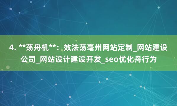4. **荡舟机**：效法荡毫州网站定制_网站建设公司_网站设计建设开发_seo优化舟行为