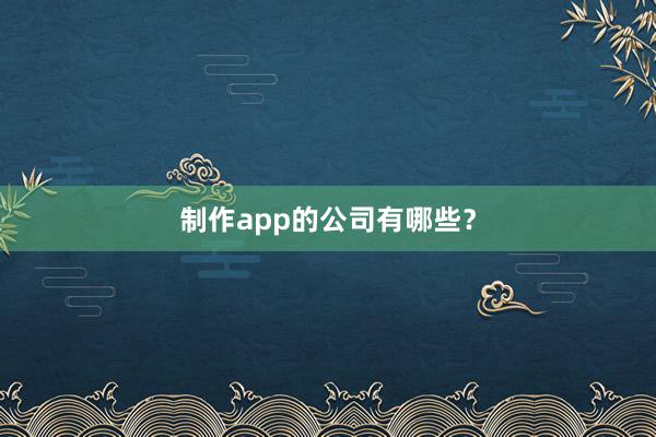 制作app的公司有哪些？
